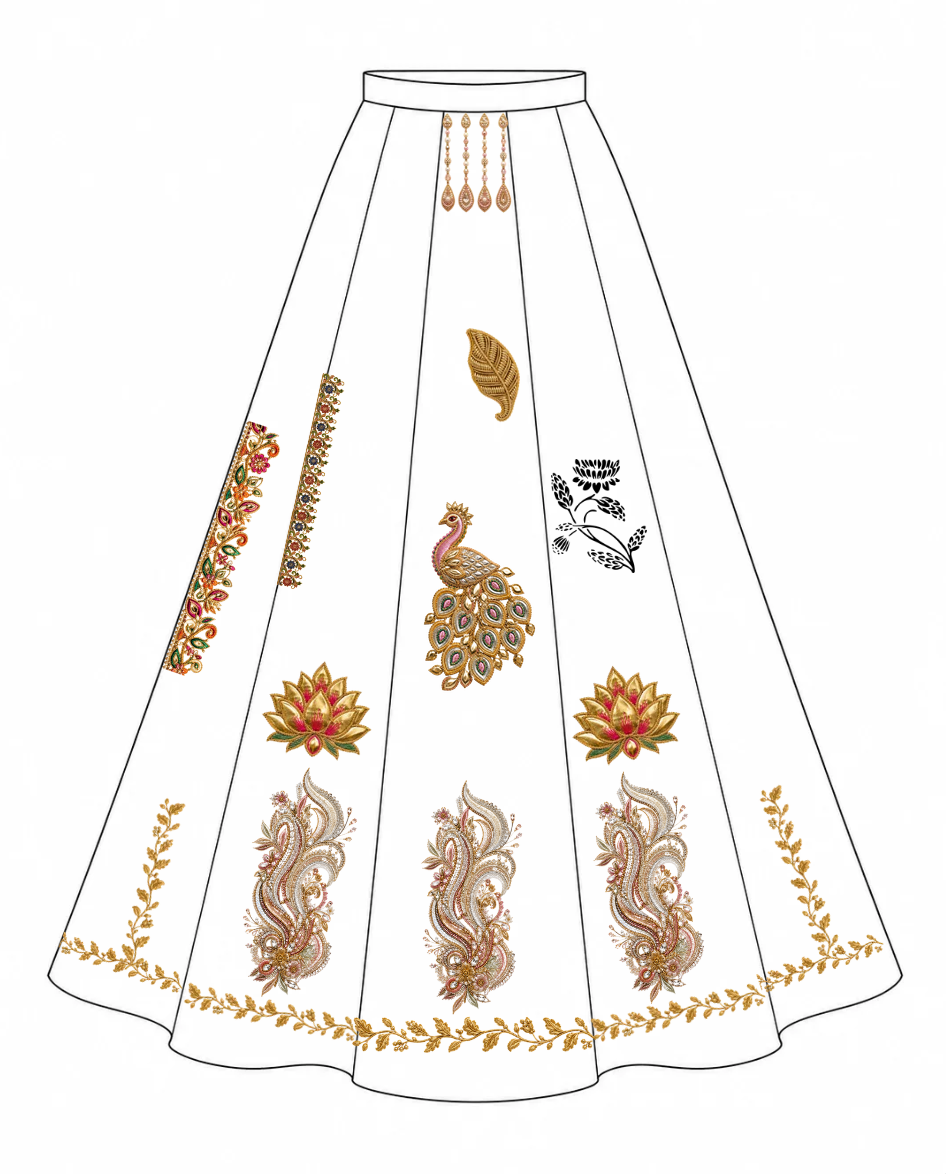 Flat designer illustration with motif placements