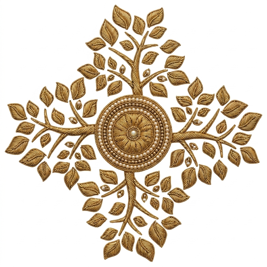 Leafy Tree in Zardozi style